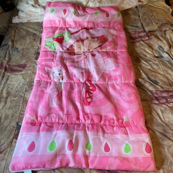 Strawberry Shortcake with Custard the Cat Pink Sleeping Bag Vintage - Picture 2 of 10